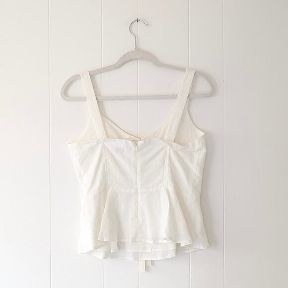 J.Crew Point Sur Peplum White Linen Cotton Lace-Up Sleeveless Top, size XS - Picture 2 of 8